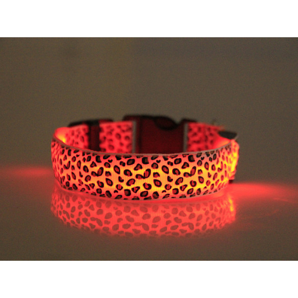 LED-lysande hundhalsband med leopardblixt valphalsband nattsäkerhetsbelysning justerbart halsband (S,orange)