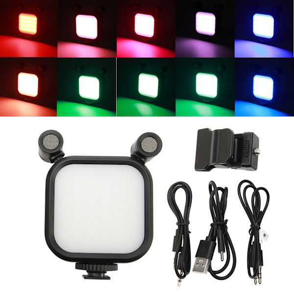 Mikrofonljus RGB 2 Stereo Mic 0,91 tum Display Smartphone Videokit för filmning