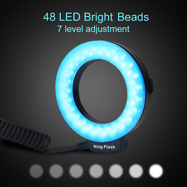Bärbar 48 LED-ringblixtlinsadapterringssats för Canon för Nikon för Fuji SLR-kamera
