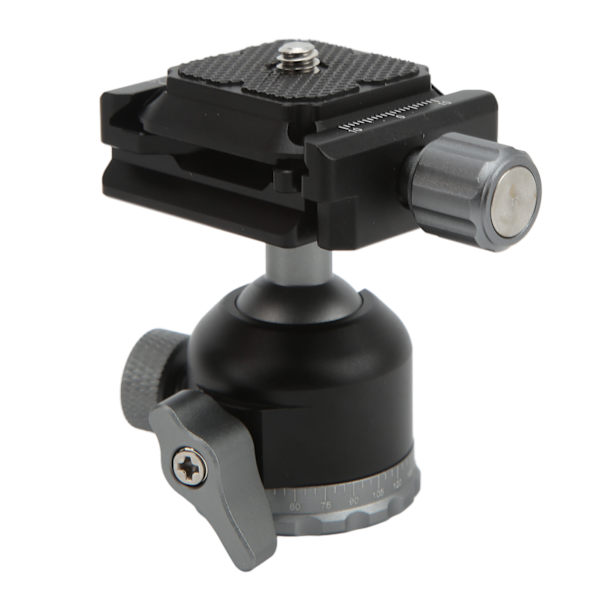 Mini aluminiumlegering kulhuvud 360° panorama kulhuvud med snabbkopplingsplatta bubbelnivå för stativ monopods digitalkameror