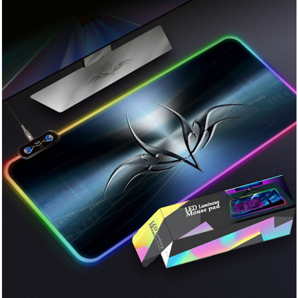 RGB Gaming Mousepad, LED Blød Ekstra Stor Computer Tastatur og Mussemåtte (27,5 x 11,8 tommer)