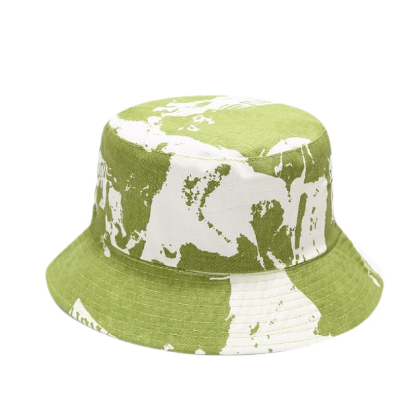 Söt Bucket Hat Beach Fisherman Hattar för kvinnor, vändbara dubbelsidiga unisex (grön-vit)