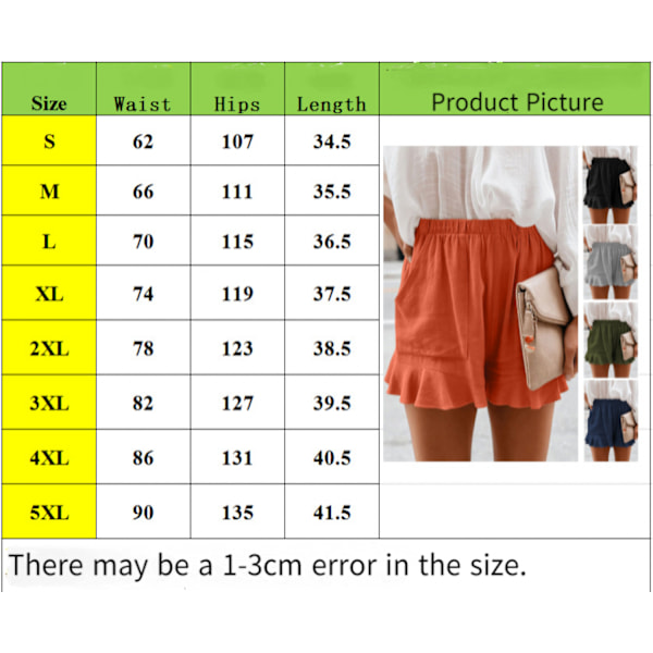 AVEKI Dame Shorts Sommer Casual Komfortable Høy Midje Plisserte Shorts Med Lommer --- Svart （Størrelse XL）