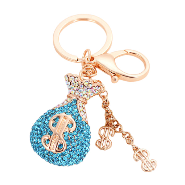 Dollar Symbol Form Nøglering Nøglering Funklende Krystal Rhinestones Nøglekæde Kreative Gaver Tilbehør(søblå,2STK)