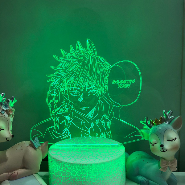 JUSTUP 3D Anime Illusion Lampe Fjernkontroll 3D LED Nattlys for Barnerom Dekorativ Lampe --- Crack Seat