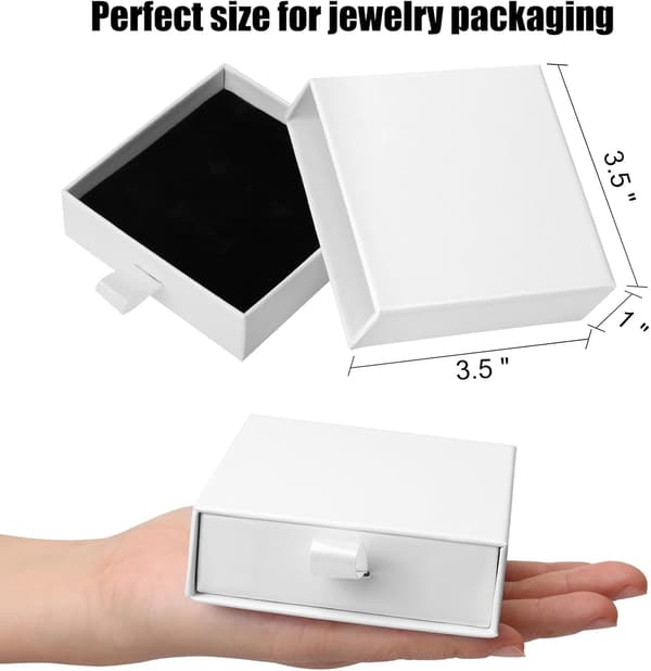 Smyckespresentaskar, 5-pack bomullsfyllda displayfodral med lock, bulkförpackning för halsband, ringar och örhängen White 10*10*3