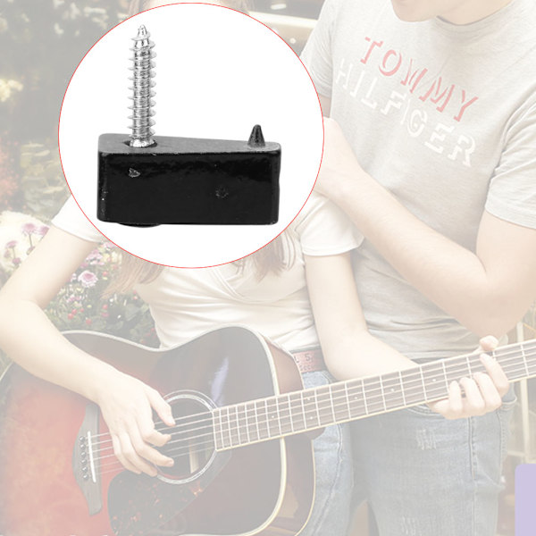 6 stk. Hodeløse gitarstrenger låsemuttere svart trekant sinklegering med 1 stk. skiftenøkkel