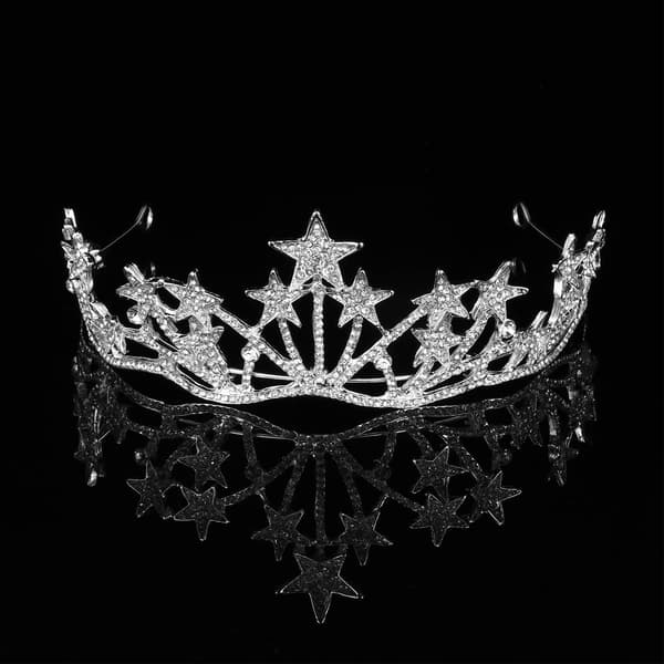 Stjärna Strass Krona Brudkrona Tiara Brudkrona för Bröllopsfest, Elegant och Vacker