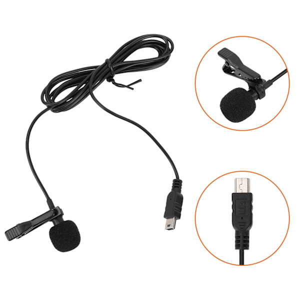 Mini USB Stereo Extern Mikrofon Professionell Mikrofon Med Klämma för GoPro Hero 3 / 3+ / 4