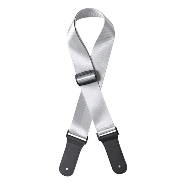 Gitarrrem för akustisk, elektrisk bas, ukulele, nylonbälte, justerbar, toppläderhuvud (silver)