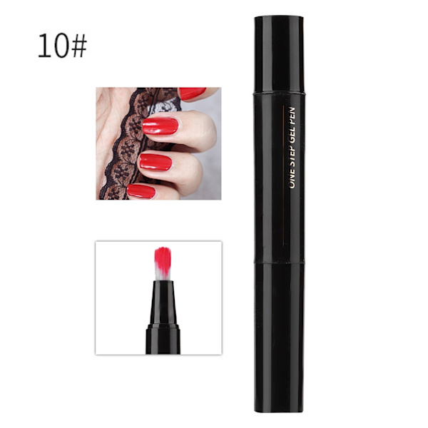 3 i 1 Gelpenna för nagelkonst, gellack, nagellackspenna, pensel #10