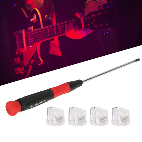 4 st gitarrknoppar transparent akryl 1 st slitskruvmejsel musikinstrument tillbehör (transparent röd svart )