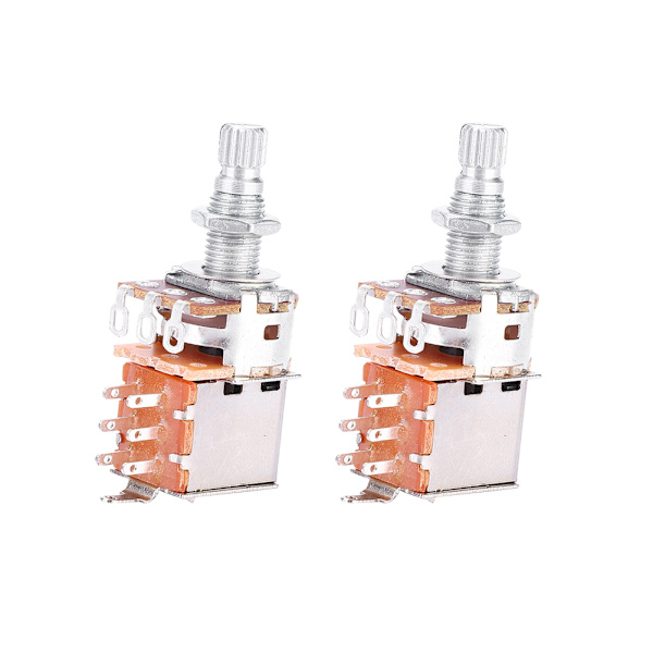 2PCS A25K Volym- och tonkontrollpotentiometrar 18mm Delad axel Potentiometer Gitarrddelar