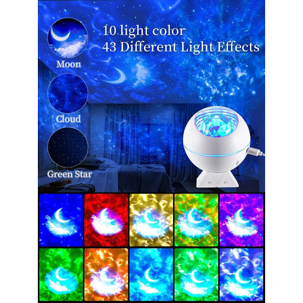 Galakseprojektor, Bluetooth-musikk LED-galakselysprojektor for soverom, skystjernegalakselampe, stemmestyrt nattlys for barn, projektor med timer