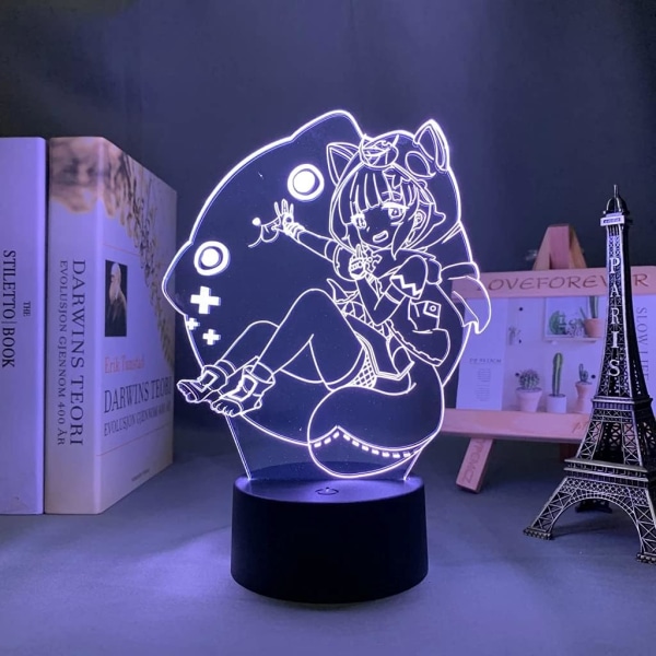 WJ LED Anime Lampe Bord Sayu Genshin Impact 3D Illusion Nattlampe Hjem Rom Innredning Akryl LED Lys Julegave Lamper (16 Farger med Fjernkontroll)