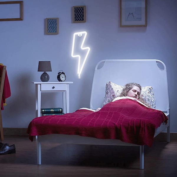 Neon skylt blixt Neonljus skylt för väggdekor, USB eller batteridriven rosa LED blixt Neon skyltar（vit）