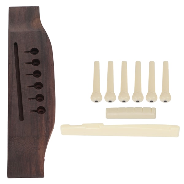 Gitar Preslotted Bridge Set Rosewood Plast Sadel Mutter Pin Set for Akustiske Gitarer