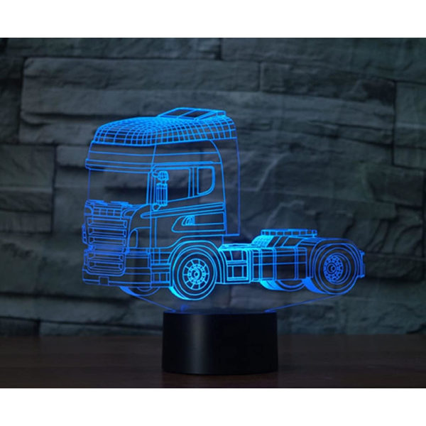 WJ 3D Trailer Truck Fjärrkontroll 16 Färg Nattljus Illusion Akryl LED Bordsängslampa Barn Sovrum Skrivbordsdekor Födelsedagspresenter Leksak
