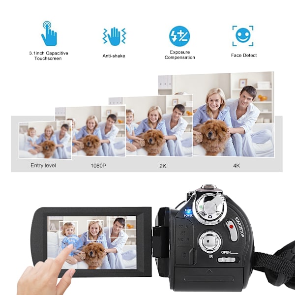 VBESTLIFE AC3-IPS WIFI 13MP 3,1\" pekskärm 30X zoom digital videokamera