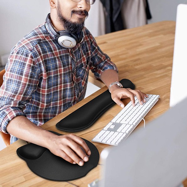 Opgrader Forstør Superfin Fiber Blød Glat Gel Ergonomisk Musemåtte Håndledsstøtte og Tastatur Håndledsstøtte til Computer, Laptop, Mac,
