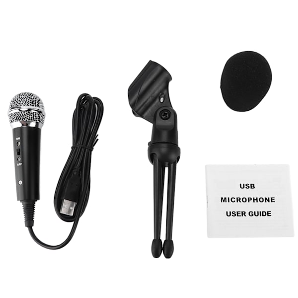Kondensatormikrofon Kit med stativstativ USB-kontakt Inspelning Liten mikrofon med kabelutrustning