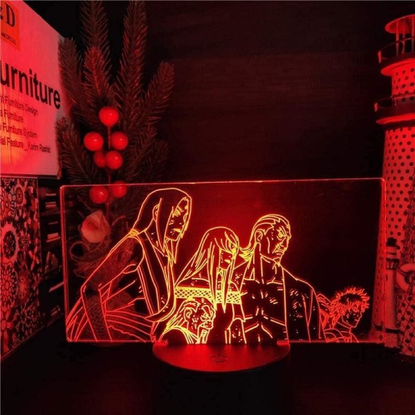 Japansk Anime Figur Itachi Uchiha Kakashi Jiraiya Lamper 3D Optisk Illusjon Nattlys Lampe Gave til LED Jul Bursdag Soverom Dekor Gaver gruppfoto av fyra personer