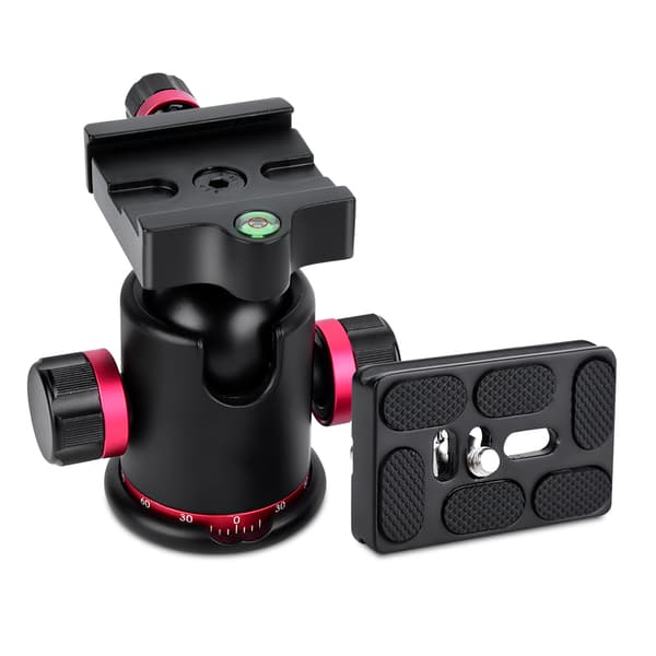 Mefury DSLR Kamerastativ Kulehode 360 Grader Roterende for Monopod Slider Rød