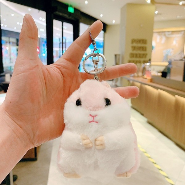 Søt liten dukke, parveskeanheng, plysjdukke nøkkelring, dukkeanheng Plush Hamster Pink