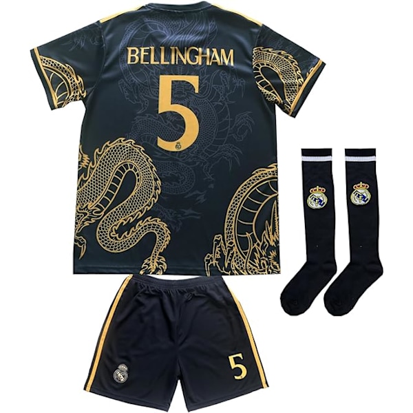 Real Madrid  Bellingham Barn Jersey Kit Borte Ungdom Vini Fotballdrakter Sett For Gutter Jenter Voksne 24 Black