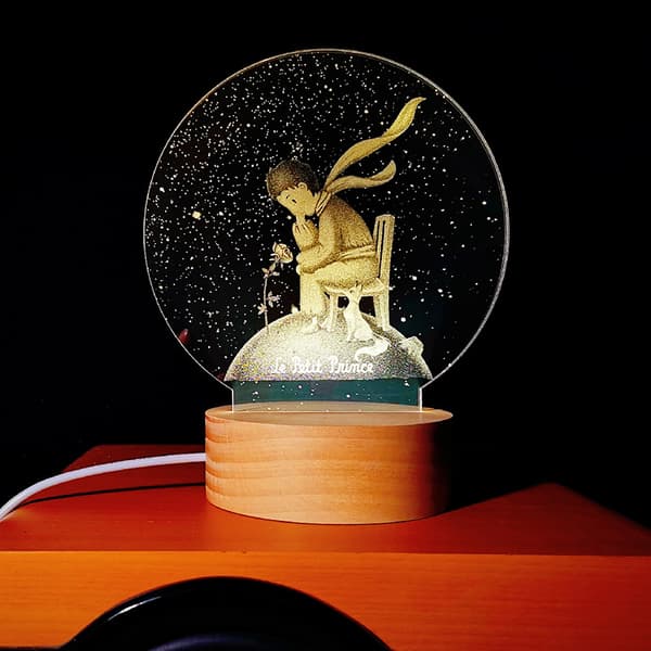 Pitit Prince 3d Led nattlys Barn Soverom Bordlampe