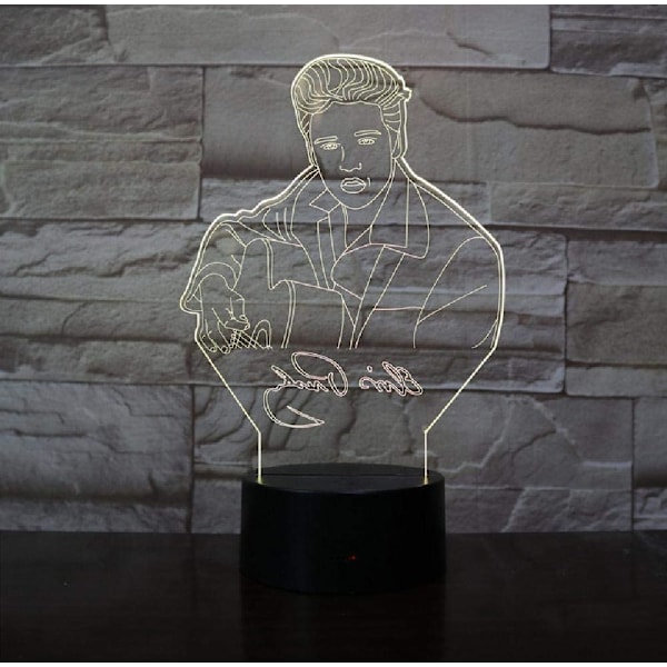 Elvis Aaron Presley Skrivebordslampe Kongen af Rock and Roll LED Natlys Musik Atmosfære USB Fødselsdagsgaver