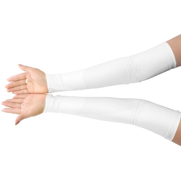 Piger Drenge Voksne Strækbare Spandex Fingerløse Over Albue Cosplay Catsuit Opera Lange Handsker, Hvid