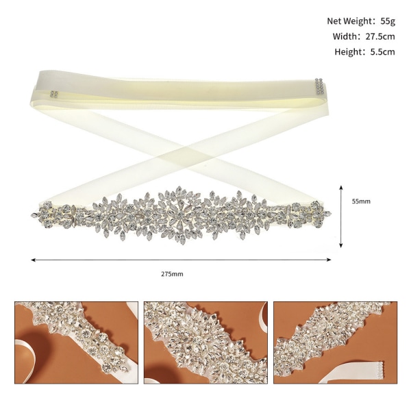 Brude Bælte Indlagt Rhinestone Taljekæde, Brudepiger Bælte Damer Brudekjole Tilbehør
