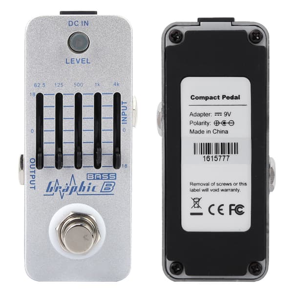 Metallskal Grafisk B Bas EQ Effektpedal ±18dB Justerbar Gitarr Equalizer