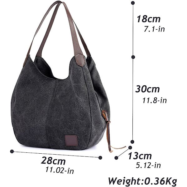 Mote Kvinner Multi-lomme Bomulls Canvas Håndvesker Skulder Vesker Totes Purses