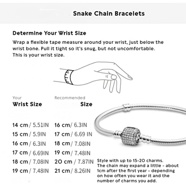 925 Sterling Hopea Rannekoru Naisille, Kiiltävä Pavé-Solki Käärmeketju Kuutio Zirkonia Rannekoru (koko: 21cm)