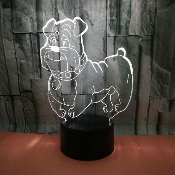 JUSTUP 3D Ny Eksotisk Hund Nattlys Touch Bord Desk Optisk Illusjon Lamper 7 Farge Skiftende Lys Hjemmedekorasjon  Bursdagsgave （Stil K）