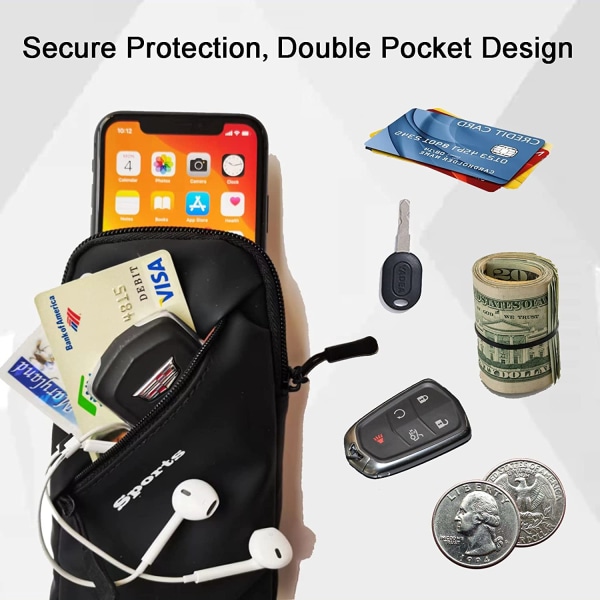 Telefonhållare, liten crossbody-väska med armrem för löpning, promenader, vandring och cykling 6,7 tums diagonal armväska med dubbel användning (mörkblå)