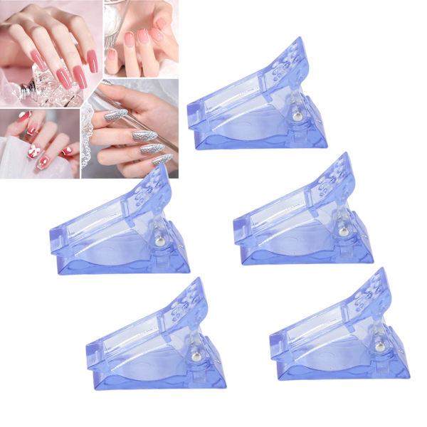 5 st Nail Tips Clip Professionell Akryl Hemmasalong Bärbar DIY Nagel Extensions Clip Nagelkonst VerktygBlå