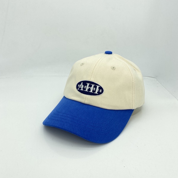 Dotpet Hat Dam Hat med Broderade Bokstäver Sommar Liten Kort Brätte Mjuk Topp Baseballkeps Herr (Vit Topp Blå Takfot)