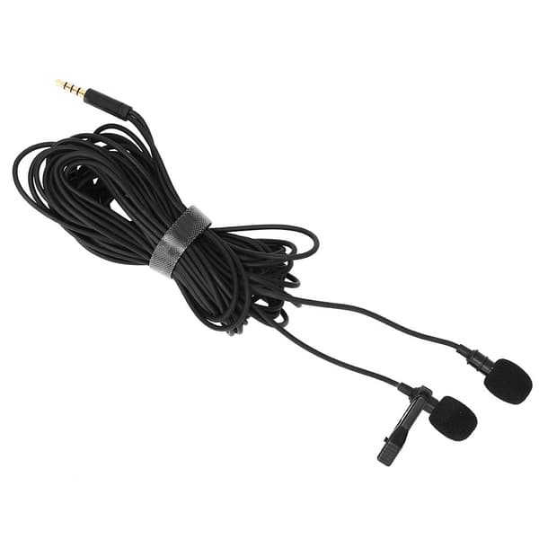 3,5 mm bærbar klips Lavalier krageklipsmikrofon for DSLR-kamera og telefon (4m dobbelthode)