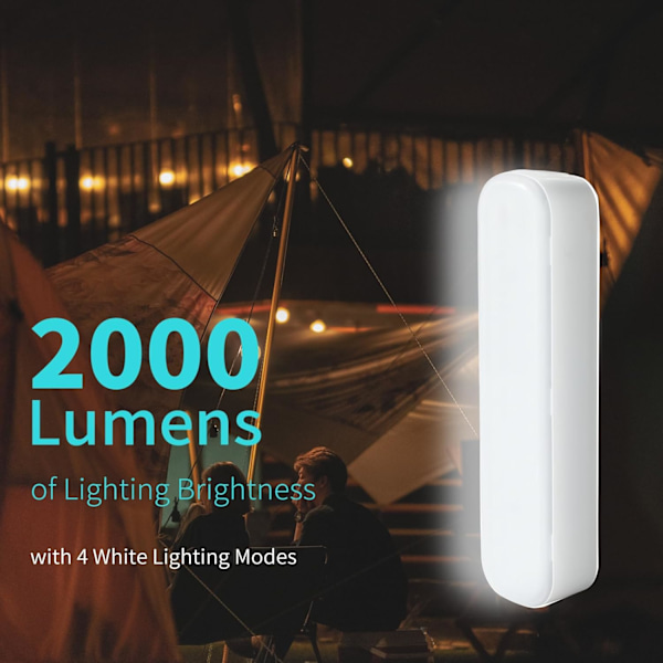 Solar Camping Lantern - Solcelle Oppladbar Campinglykt, Solcelledrevet Bærbar Powerbank, 2000 Lumen, 4 Lysmoduser LED Solar Li white