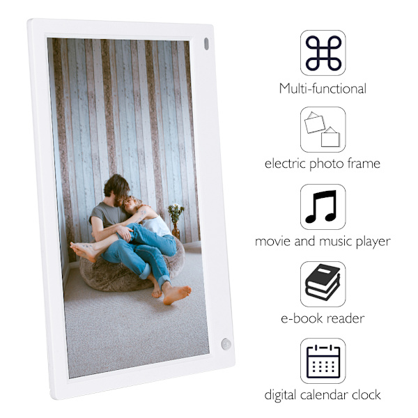 12,5\" skärm HDMI IPS Multifunktion Human Detection Digital Fotoram 1080P (Vit)