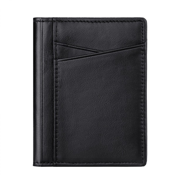 Herrplånbok, smal RFID-blockerande minimalistisk kreditkortshållare rymmer upp till 8 kort och sedlar, perfekt för resor (svart)