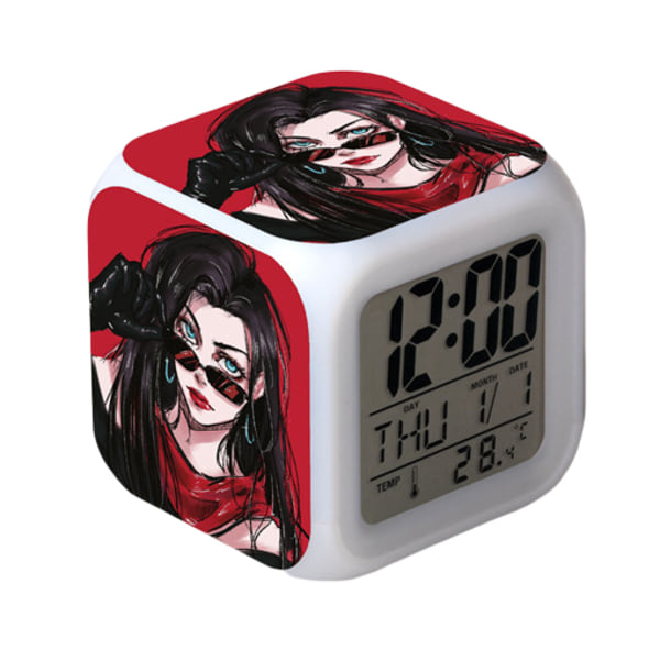 Anime  Alarmklokke One Piece LED firkantet klokke Digital alarmklokke med tid, temperatur, alarm, dato