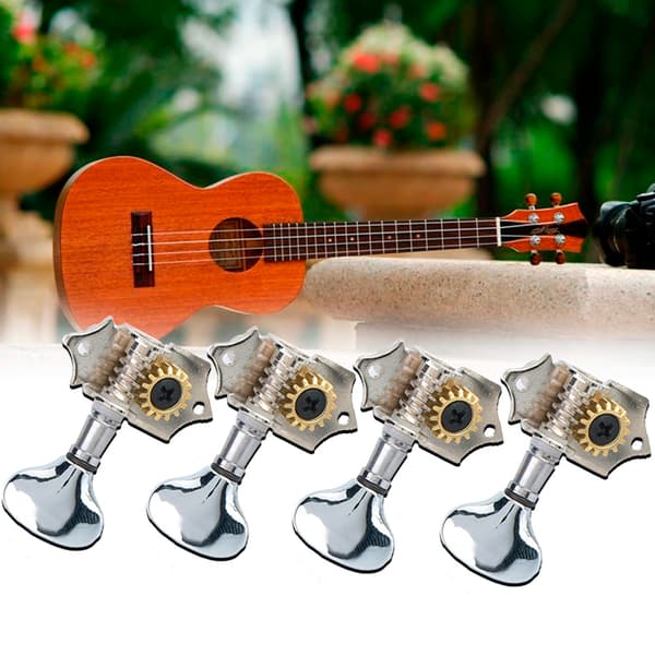4 st/set Öppna Typ 2 Vänster 2 Höger Ukulele Strängknappar Ukulele Ersättningstillbehör (Silver)