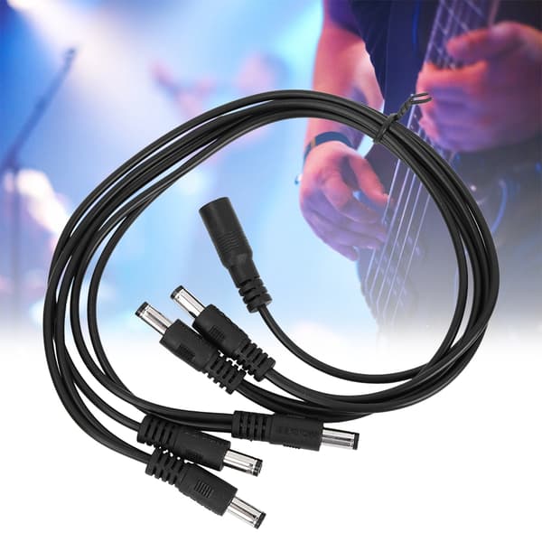 Holdbar guitar effektpedal strøm 1 til 5 splitter patch kabel tilbehør (lige)
