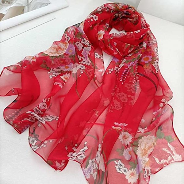 Skjerf for kvinner, lette, fasjonable skjerf med blomstermønster, sjal, wraps, A11