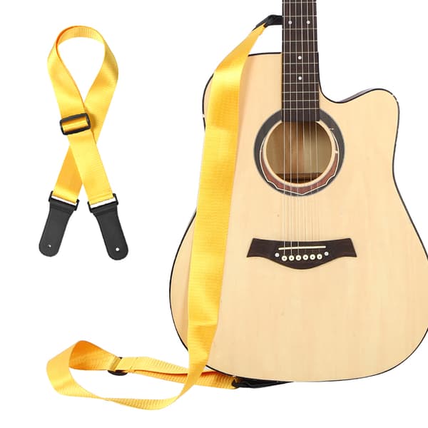 Gitarrrem för akustisk, elektrisk bas, ukulele, nylonbälte, justerbar, toppskinn, huvud (guld)