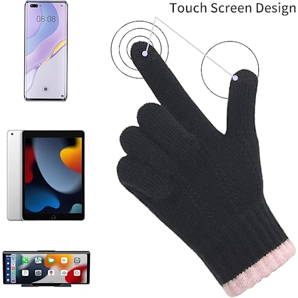 Varmfodrade Vinterhandskar för Kvinnor, Touchscreen-Handskar, Elastiska Stickade Fleece-Handskar för Löpning, Arbete och Utomhusaktiviteter, 05